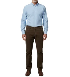 Label E Brown Regular Fit Cotton Stretch Five-pocket Jeans Pants