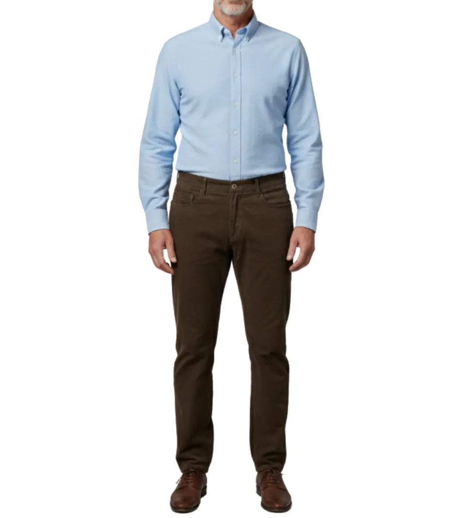 Label E Brown Regular Fit Cotton Stretch Five-pocket Jeans Pants