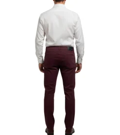 Label E Burgundy Regular Fit Cotton Stretch Five-pocket Jeans Pants