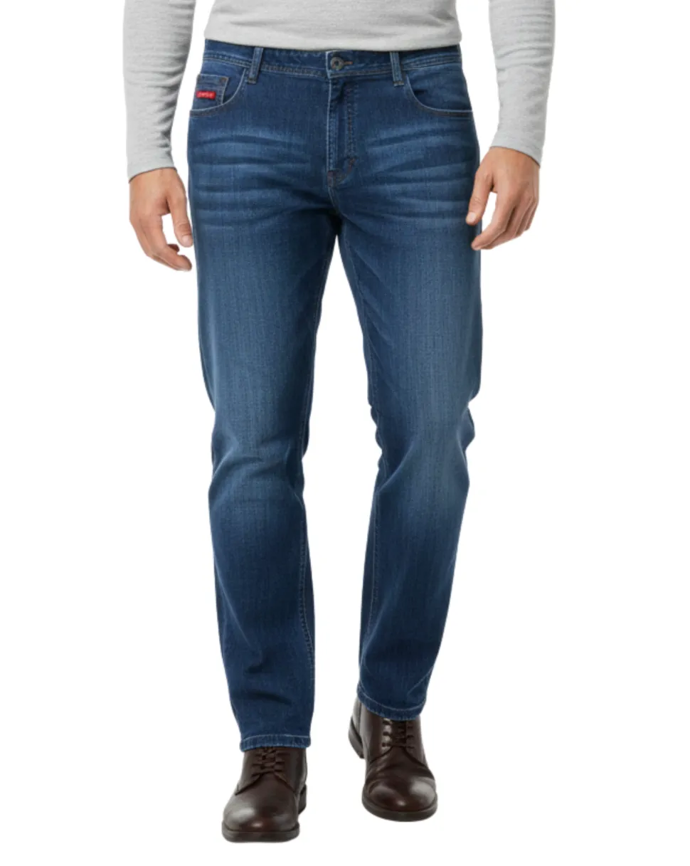 Label E Mens Navy Blue Denim Modern Fit Cotton Stretch Casual Jeans Pants