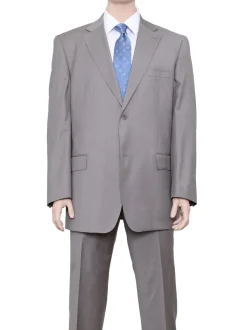 Label E Mens Solid Tan Classic Fit 100% Wool 2 Piece Suit