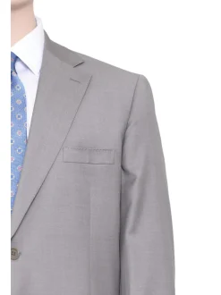 Label E Mens Solid Tan Classic Fit 100% Wool 2 Piece Suit