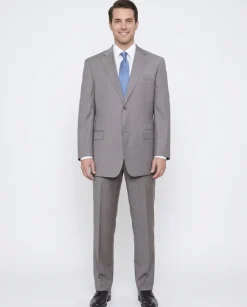 Label E Mens Solid Tan Classic Fit 100% Wool 2 Piece Suit