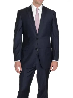 Label E Modern Fit Solid Blue Wool Suit