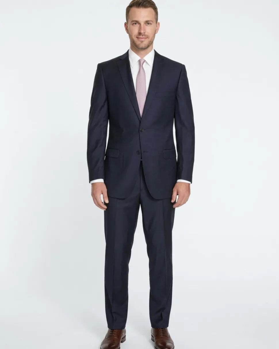 Label E Modern Fit Solid Blue Wool Suit