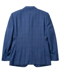 Label M Blue Check Wool Classic Fit Peak Lapel Double Breasted Suit