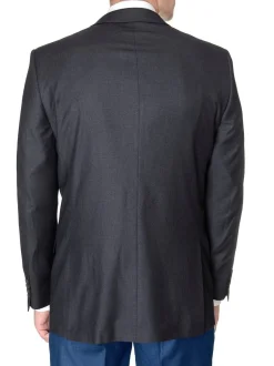 Label M Men's Classic Fit Charcoal Gray Two Button Wool Blazer Sportcoat