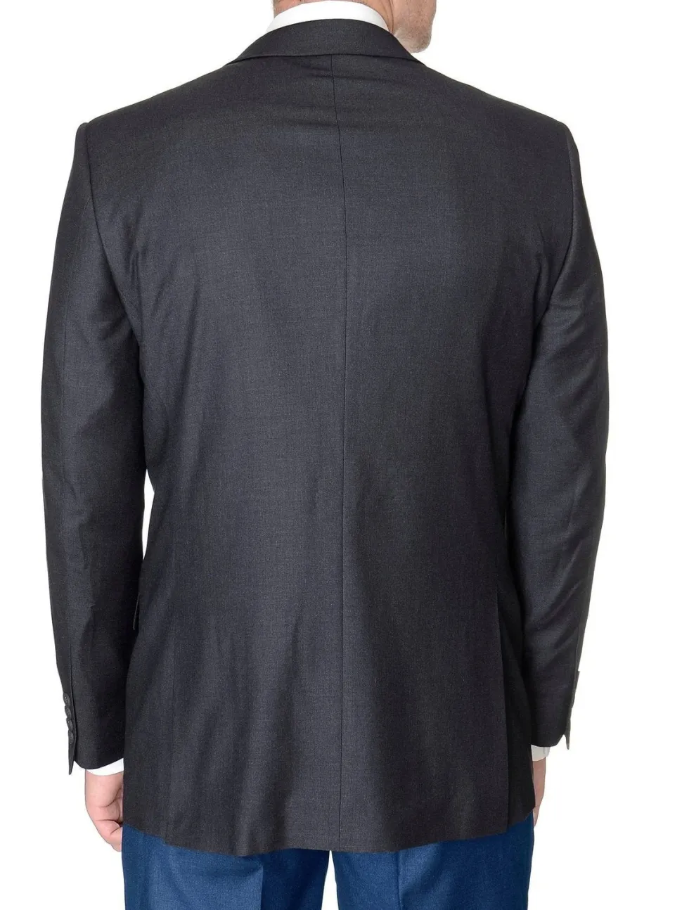 Label M Men's Classic Fit Charcoal Gray Two Button Wool Blazer Sportcoat