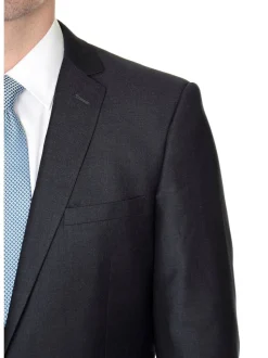 Label M Men's Classic Fit Charcoal Gray Two Button Wool Blazer Sportcoat