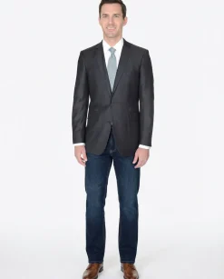 Label M Men's Classic Fit Charcoal Gray Two Button Wool Blazer Sportcoat
