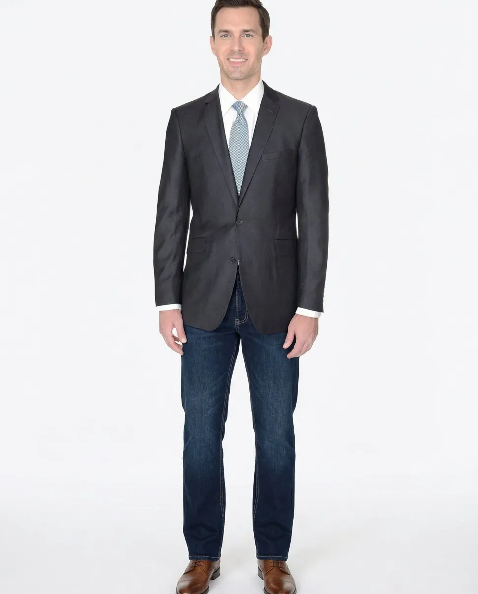 Label M Men's Classic Fit Charcoal Gray Two Button Wool Blazer Sportcoat