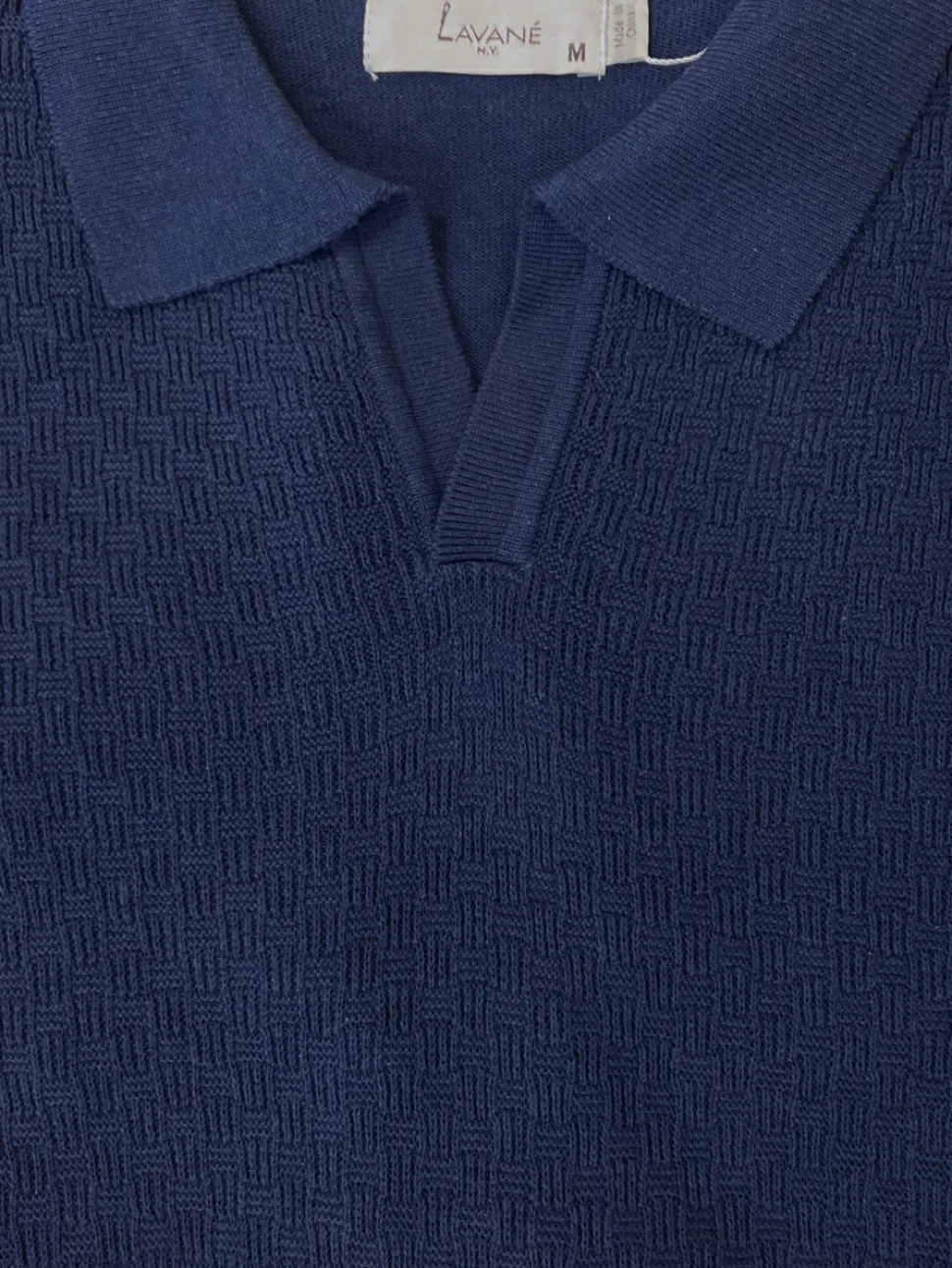 Lavane Mens Cobalt Blue Textured Short Sleeve Knit Polo Casual Shirt