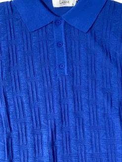 Lavane Mens Royal Blue Textured Short Sleeve Knit Polo Casual Shirt