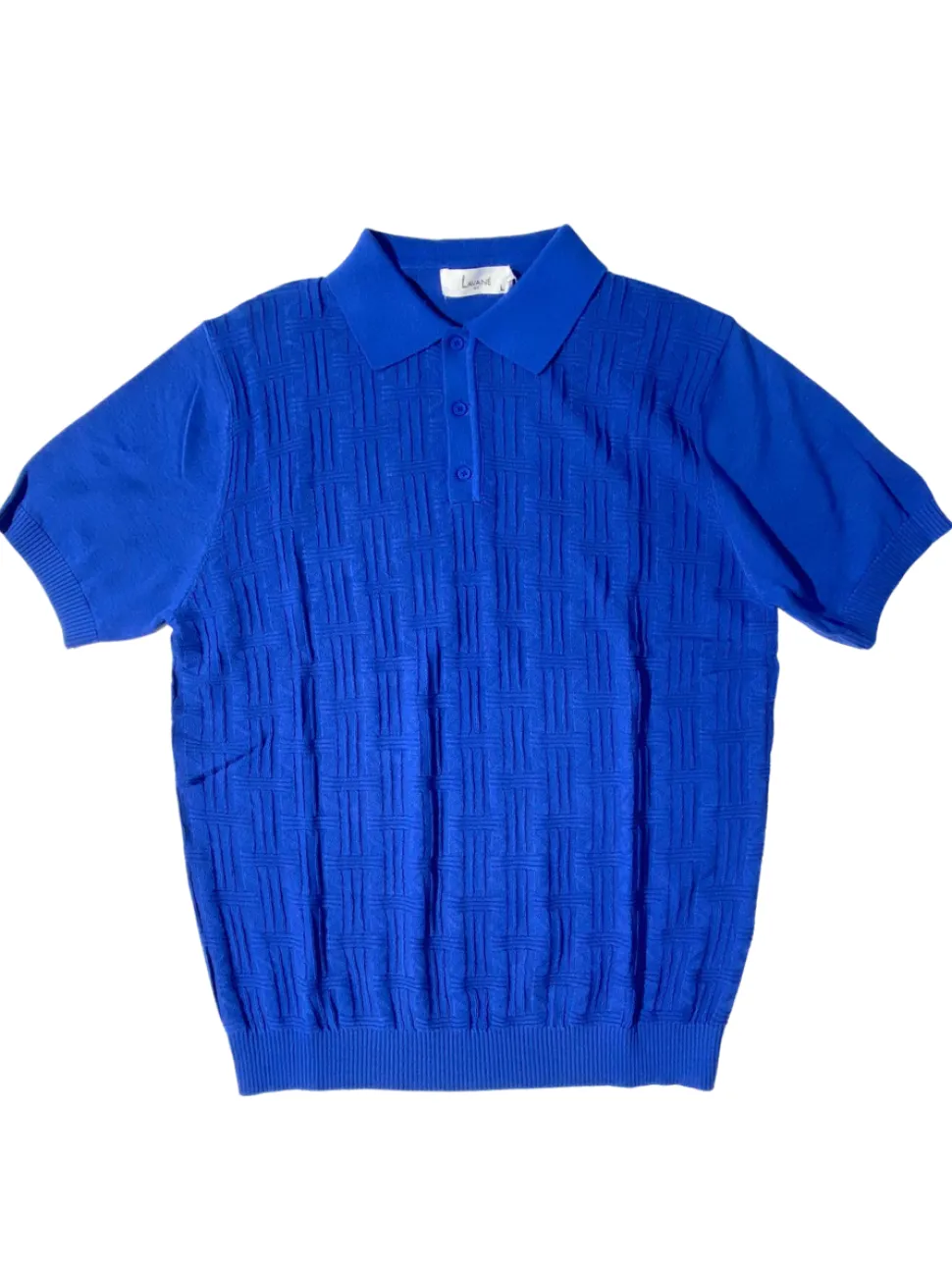 Lavane Mens Royal Blue Textured Short Sleeve Knit Polo Casual Shirt
