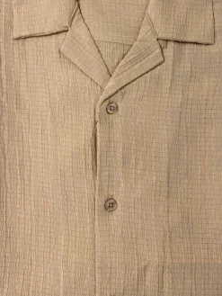 Lavane Mens Sand Textured Short Sleeve Cuban Collar Button-Up Casual Shirt