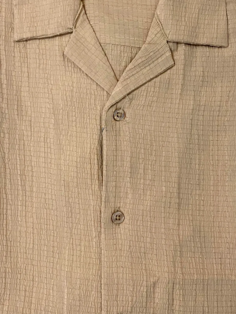 Lavane Mens Sand Textured Short Sleeve Cuban Collar Button-Up Casual Shirt