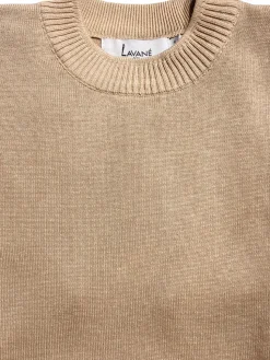 Lavane Mens Solid Sand Cotton Rayon Blend Short Sleeve Knit Casual Shirt
