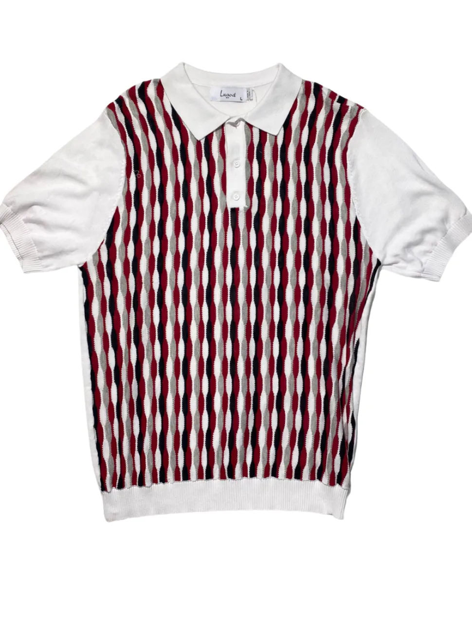 Lavane Mens White Cotton Rayon Blend Short Sleeve Knit Casual Shirt