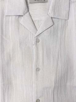 Lavane Mens White Textured Short Sleeve Button-Up Casual Shirt