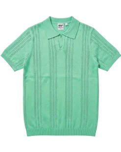 Lavane N.Y. Mens Sage Green Knit Short Sleeve Polo Sweater Shirt