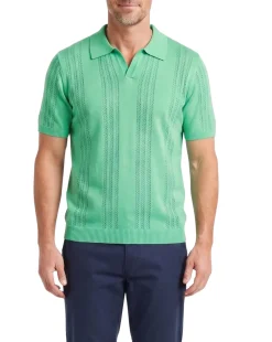 Lavane N.Y. Mens Sage Green Knit Short Sleeve Polo Sweater Shirt
