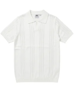 Lavane N.Y. Mens White Knit Short Sleeve Polo Sweater Shirt