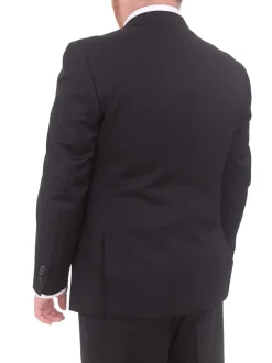 Lazetti Couture Portly Fit Black Tonal Striped Two Button Wool Suit