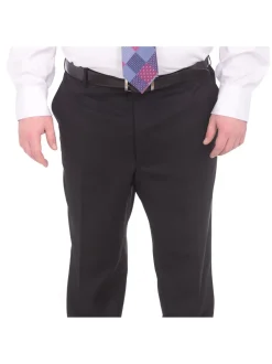 Lazetti Couture Portly Fit Black Tonal Striped Two Button Wool Suit