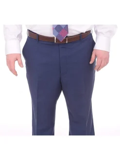 Lazetti Couture Portly Fit Blue Textured Two Button Wool Suit