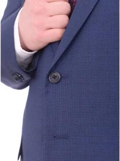 Lazetti Couture Portly Fit Blue Textured Two Button Wool Suit