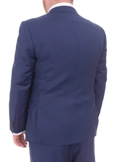 Lazetti Couture Portly Fit Blue Textured Two Button Wool Suit
