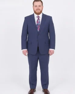 Lazetti Couture Portly Fit Blue Textured Two Button Wool Suit