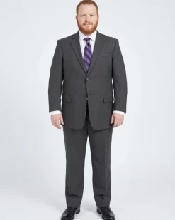 Lazetti Couture Portly Fit Charcoal Gray Check Two Button Wool Suit