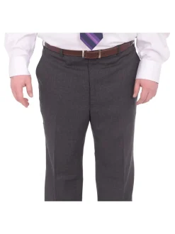 Lazetti Couture Portly Fit Charcoal Gray Check Two Button Wool Suit