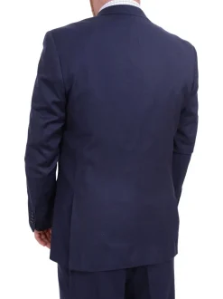 Lazetti Couture Portly Fit Navy Blue Textured Two Button Wool Suit