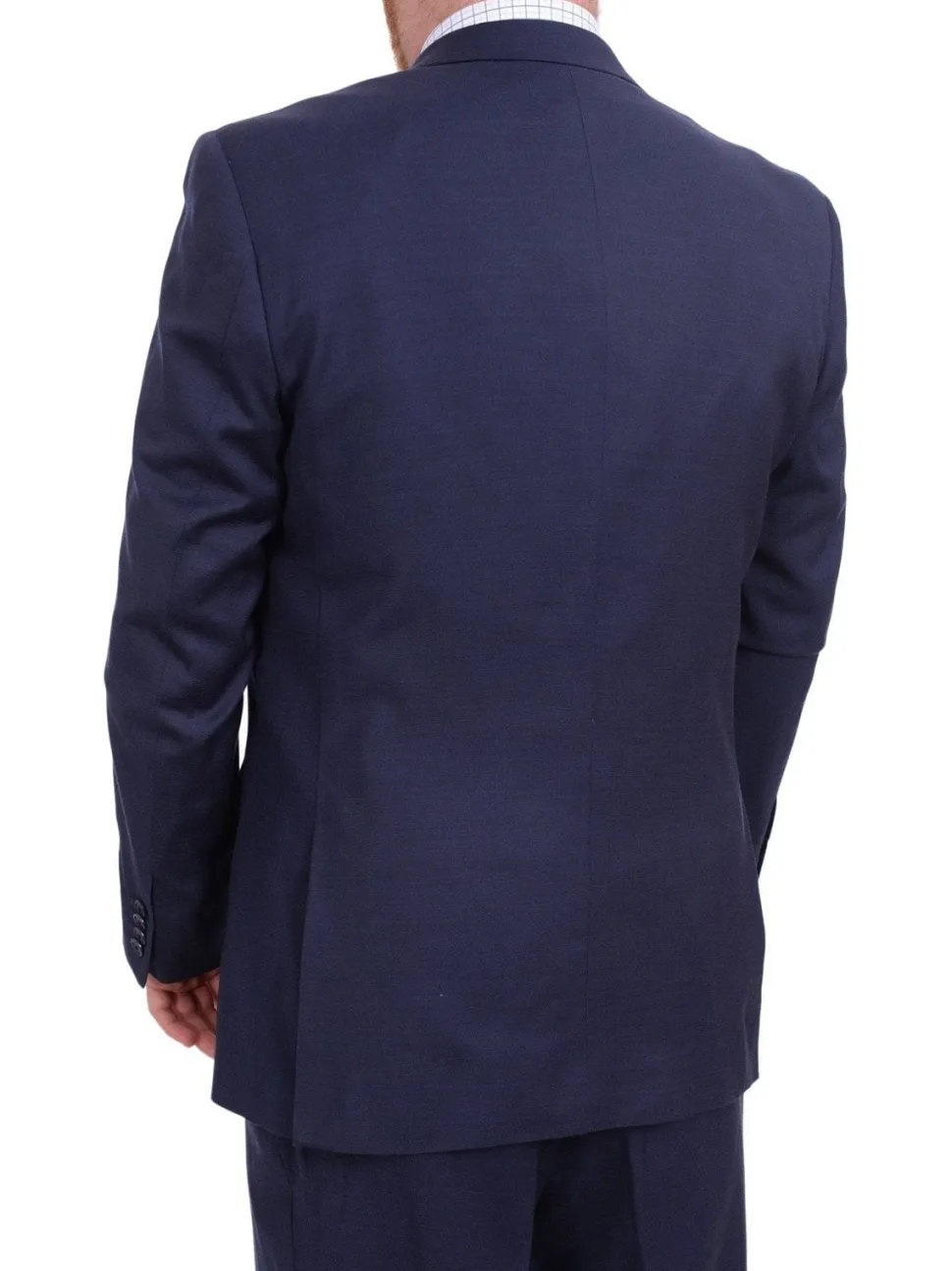 Lazetti Couture Portly Fit Navy Blue Textured Two Button Wool Suit