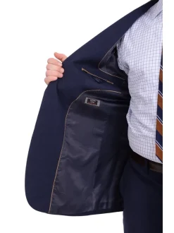 Lazetti Couture Portly Fit Navy Blue Textured Two Button Wool Suit