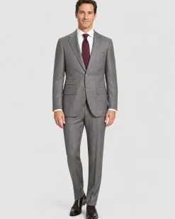 Luigi Bianchi Montova Mens Gray Windowpane Half-Canvassed Peak Lapel Classic Fit 2-button Wool Suit - 40R