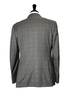 Luigi Bianchi Montova Mens Gray Windowpane Half-Canvassed Peak Lapel Classic Fit 2-button Wool Suit - 40R