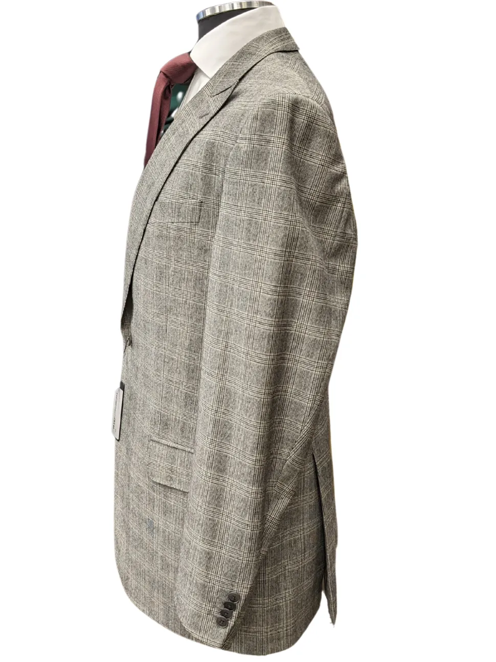 Luigi Bianchi Montova Mens Gray Plaid 44L Classic Fit Wool Cashmere 2 Piece Suit