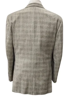Luigi Bianchi Montova Mens Gray Plaid 44L Classic Fit Wool Cashmere 2 Piece Suit