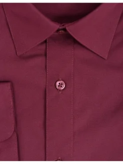 Marquis Classic Fit Solid Burgundy Wrinkle Resistant Cotton Blend Dress Shirt