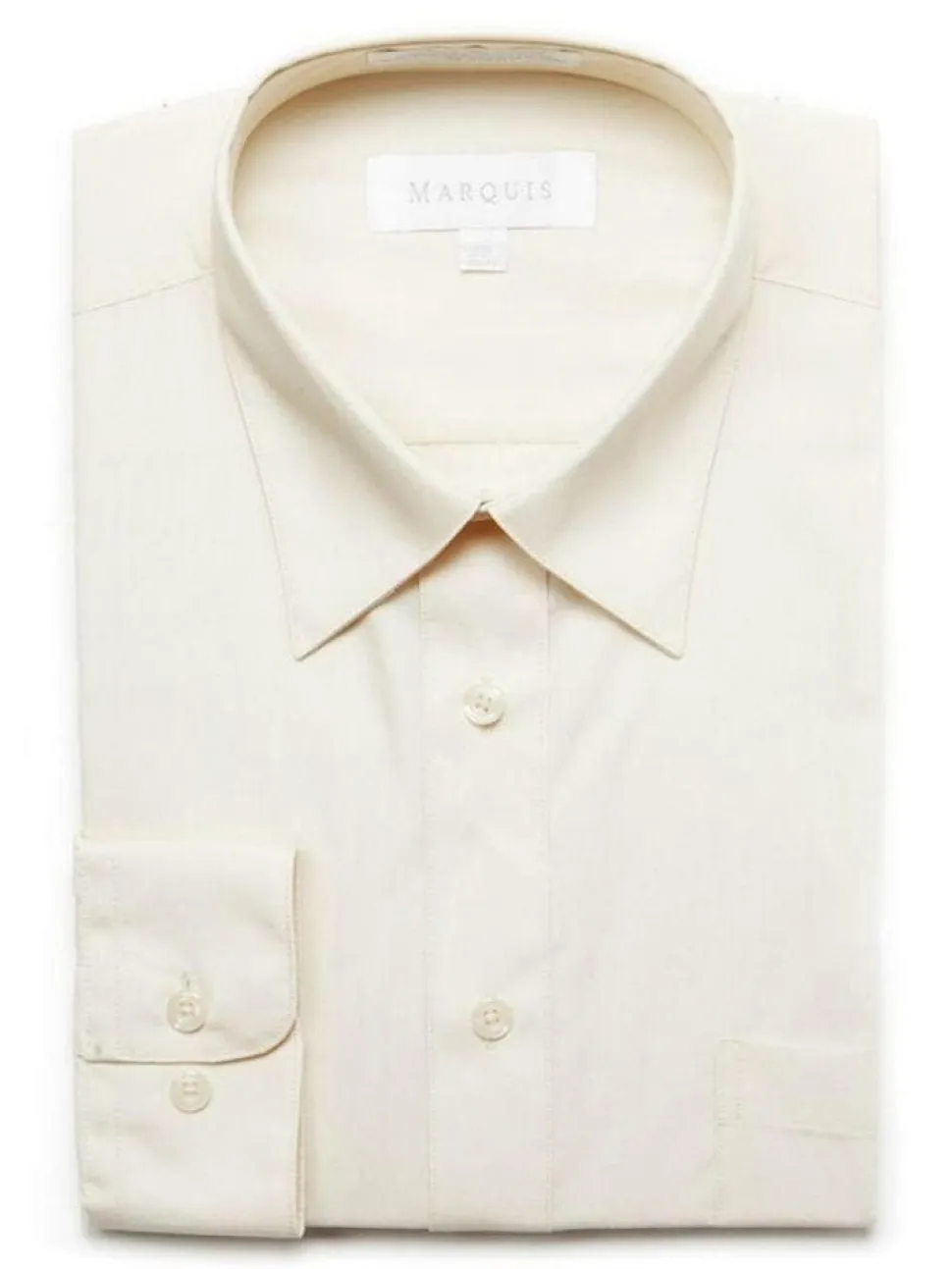 Marquis Mens Classic Fit Off White Cotton Blend Dress Shirt