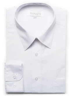 Marquis Mens Classic Fit Solid White Cotton Blend Dress Shirt