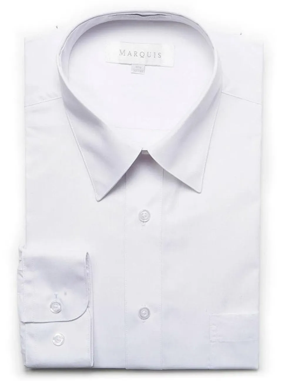 Marquis Mens Classic Fit Solid White Cotton Blend Dress Shirt
