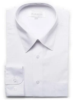 Marquis Mens Classic Fit Solid White Cotton Blend Dress Shirt