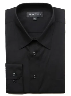 Marquis Mens Classic Fit Solid Black Cotton Blend Dress Shirt