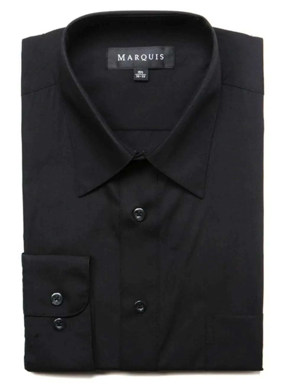 Marquis Mens Classic Fit Solid Black Cotton Blend Dress Shirt