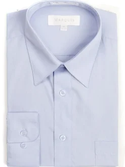 Marquis Mens Classic Fit Solid Light Blue Cotton Blend Dress Shirt