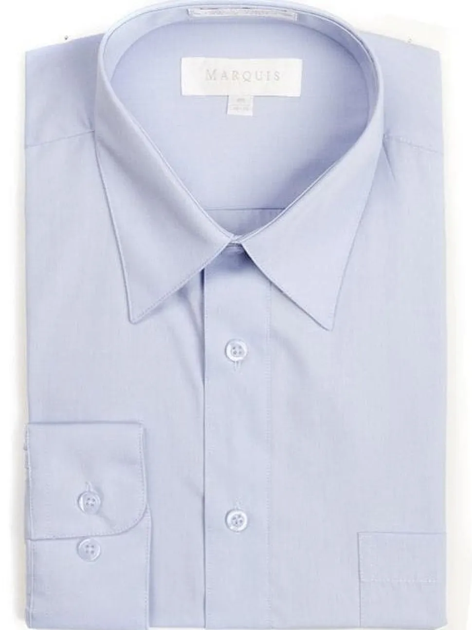Marquis Mens Classic Fit Solid Light Blue Cotton Blend Dress Shirt
